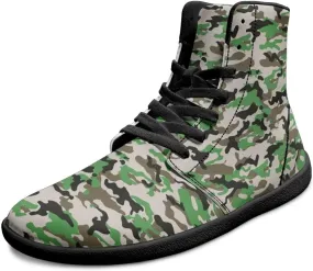 Men's Wide Barefoot Shoes High Top Zero Drop Casual Shoes Non-Slip Fashion Sneaker Camouflage Shoes for Athletic Running Walking