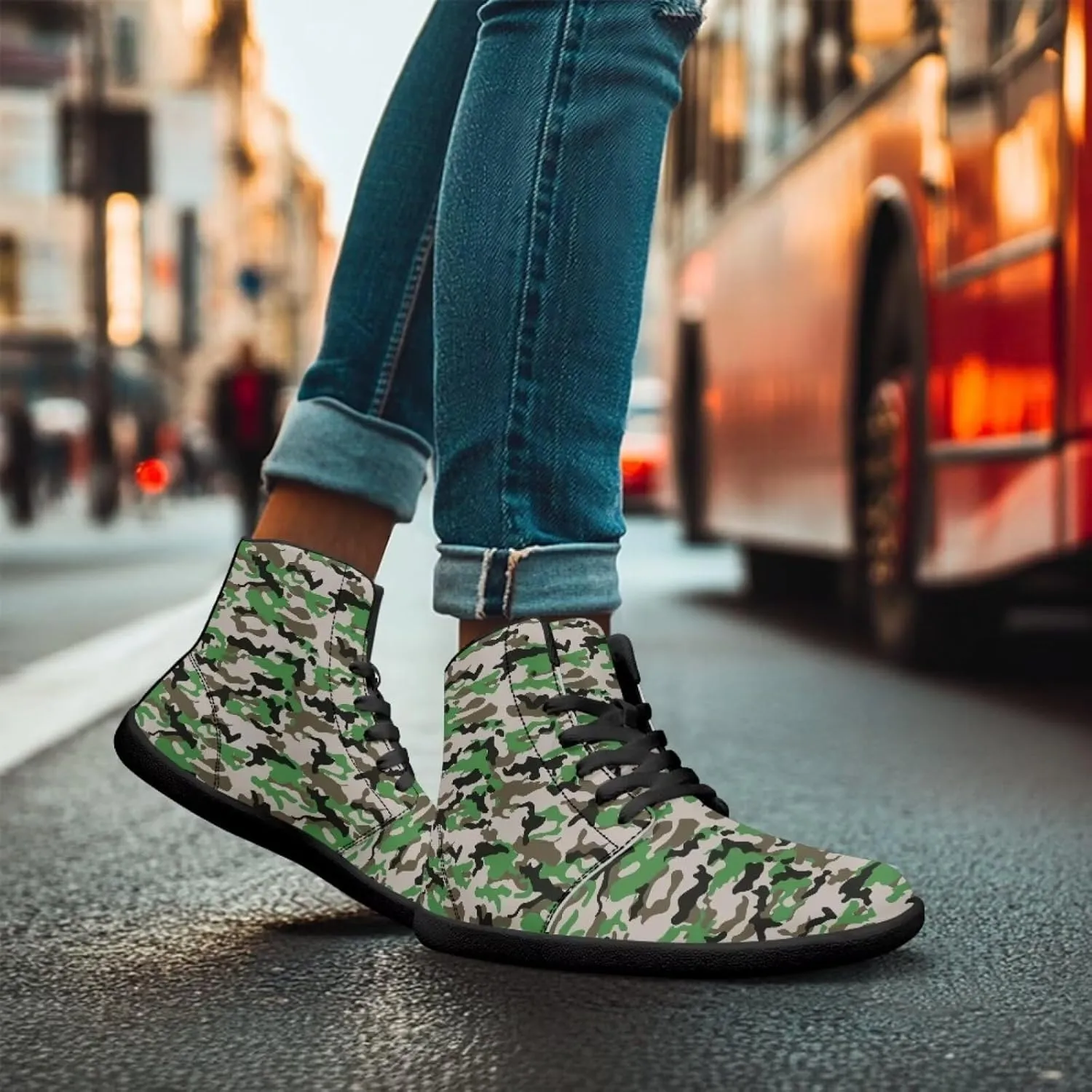 Men's Wide Barefoot Shoes High Top Zero Drop Casual Shoes Non-Slip Fashion Sneaker Camouflage Shoes for Athletic Running Walking