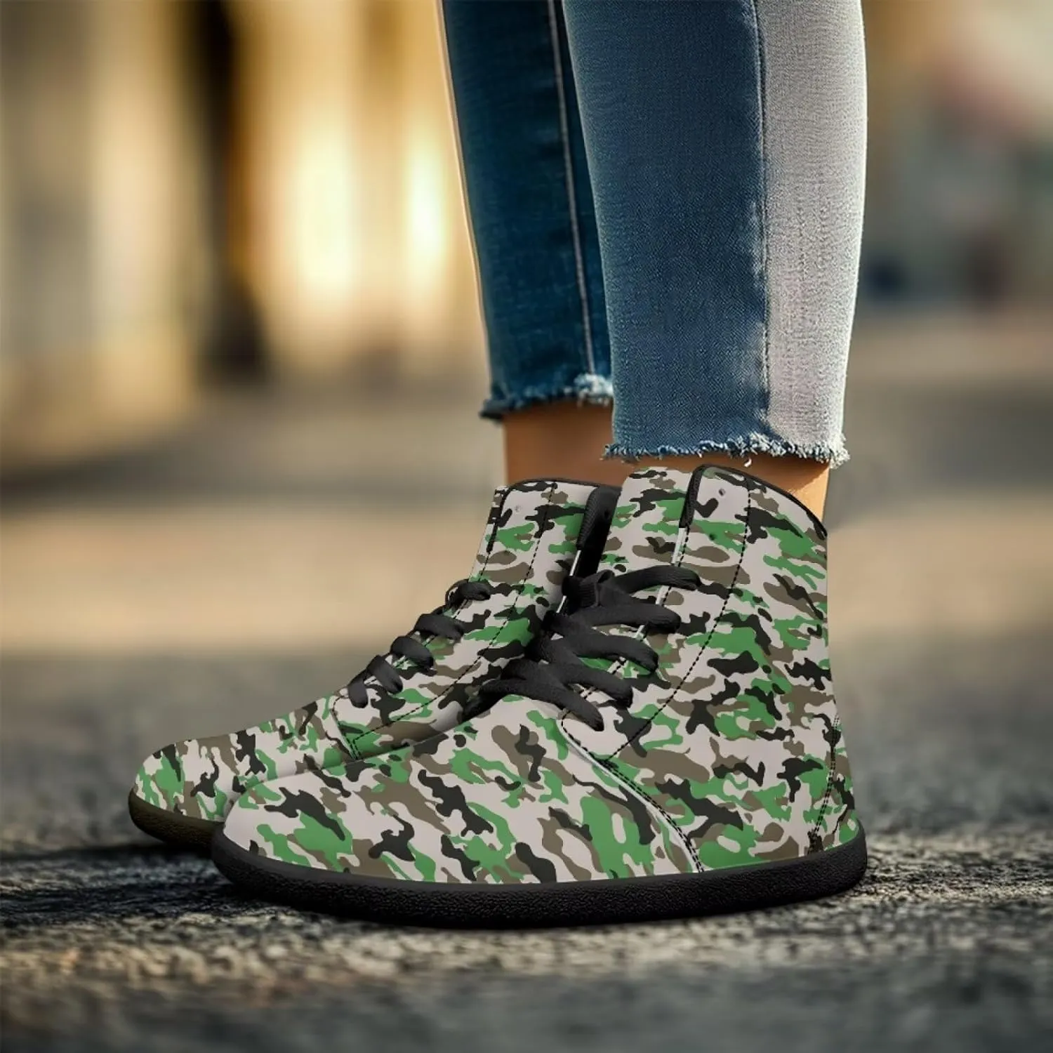 Men's Wide Barefoot Shoes High Top Zero Drop Casual Shoes Non-Slip Fashion Sneaker Camouflage Shoes for Athletic Running Walking