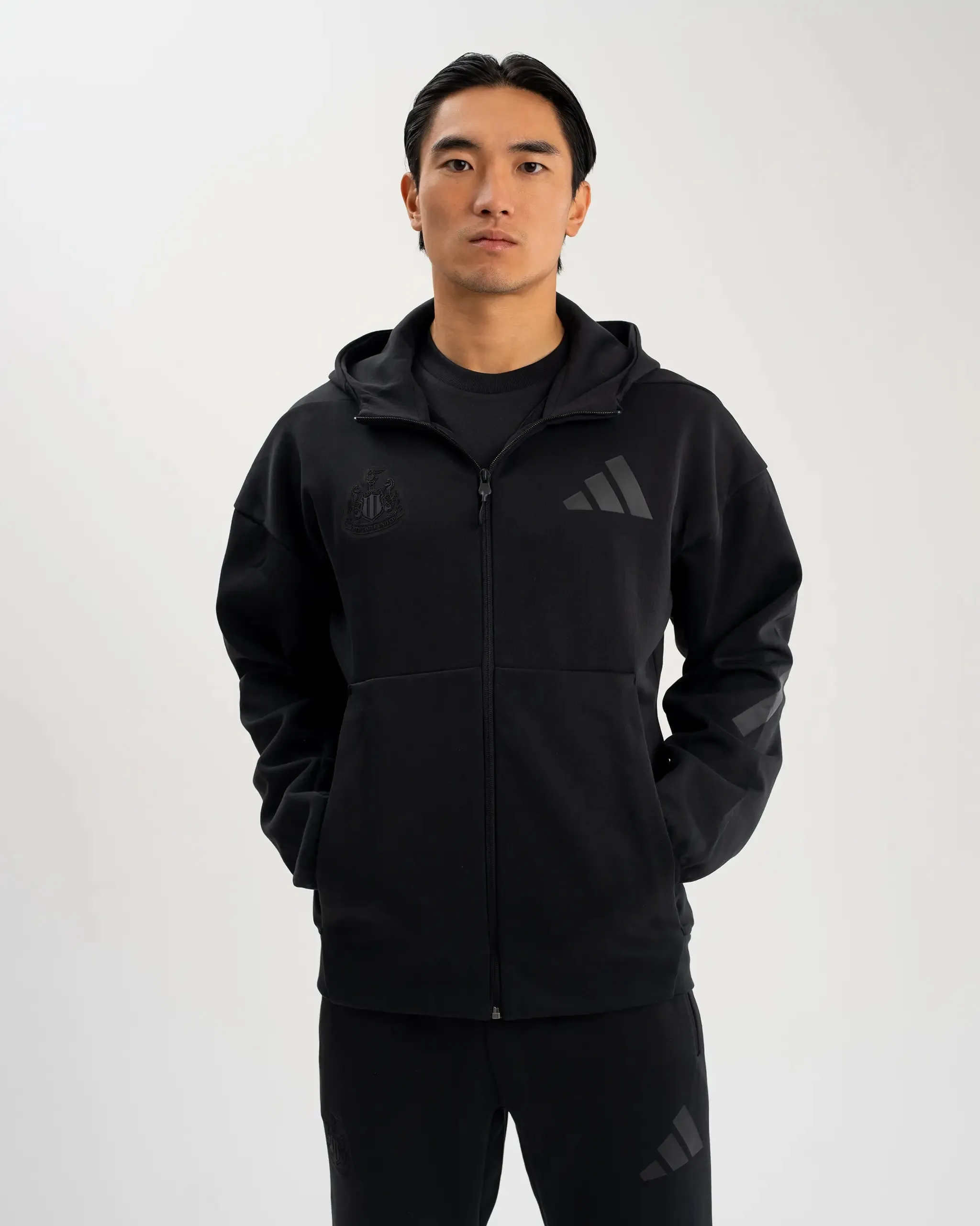 Black adidas Mens Z.N.E. Full Zip Hoodie, Newcastle United