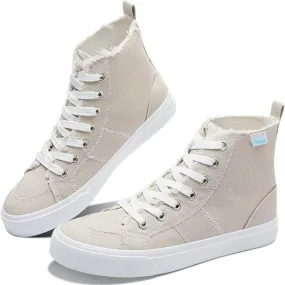 Obtaom Womens/Mens high top Canvas Shoes Play mid Calf Fashion Sneaker Casual lace up hi top Washed Canvas Shoes