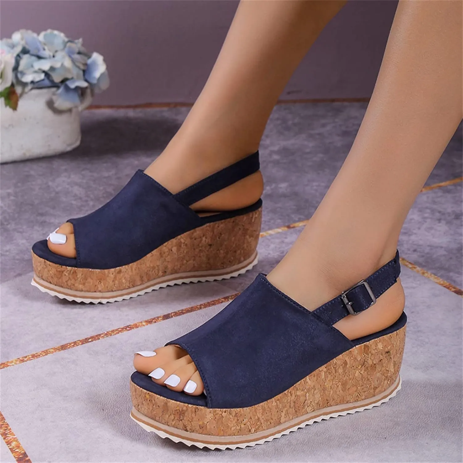 peqiut Orthopedic Wedge Sandals for Women Summer Women's Platform Wedges Heels Sandals Wedge Espadrilles Ankle Strap Sandals