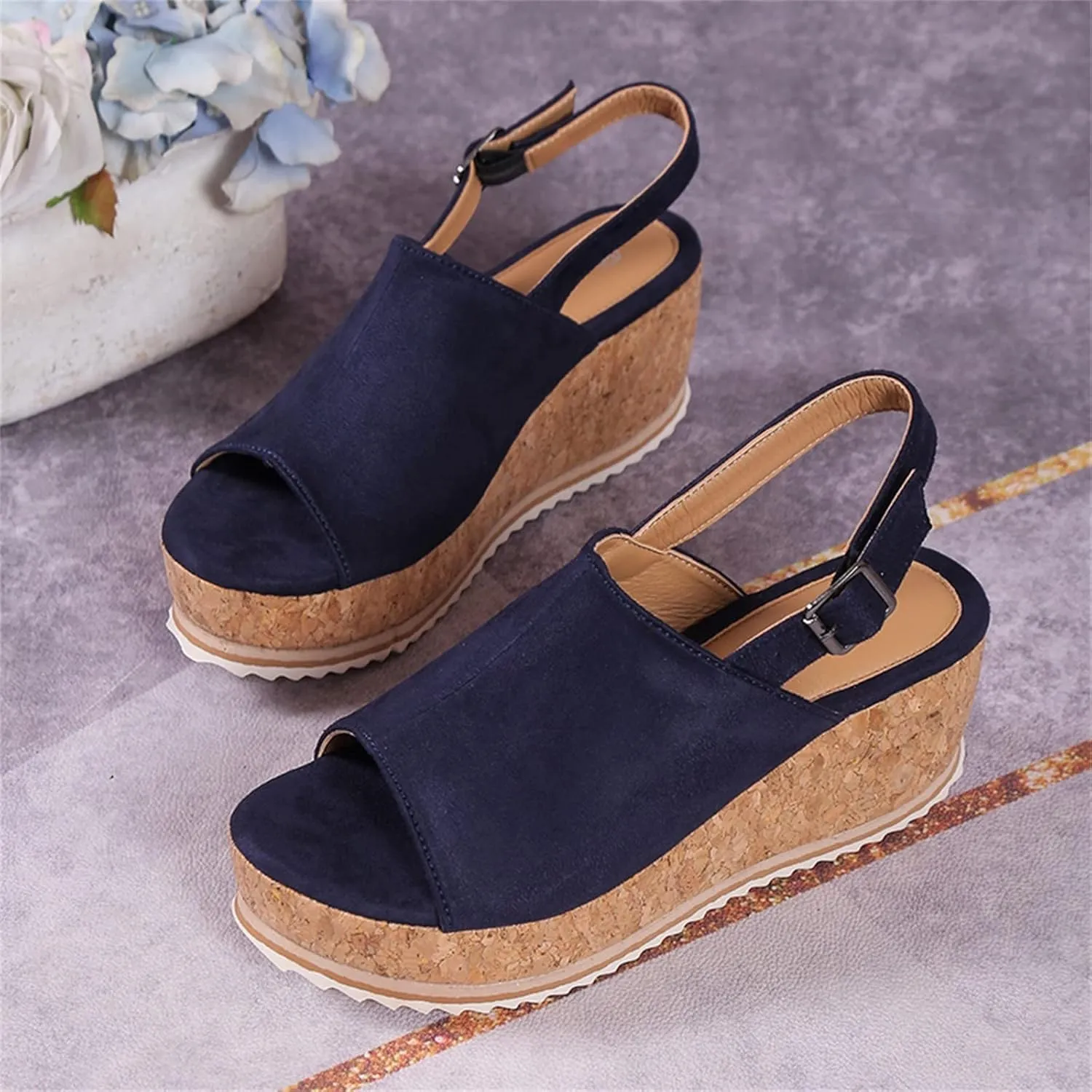peqiut Orthopedic Wedge Sandals for Women Summer Women's Platform Wedges Heels Sandals Wedge Espadrilles Ankle Strap Sandals