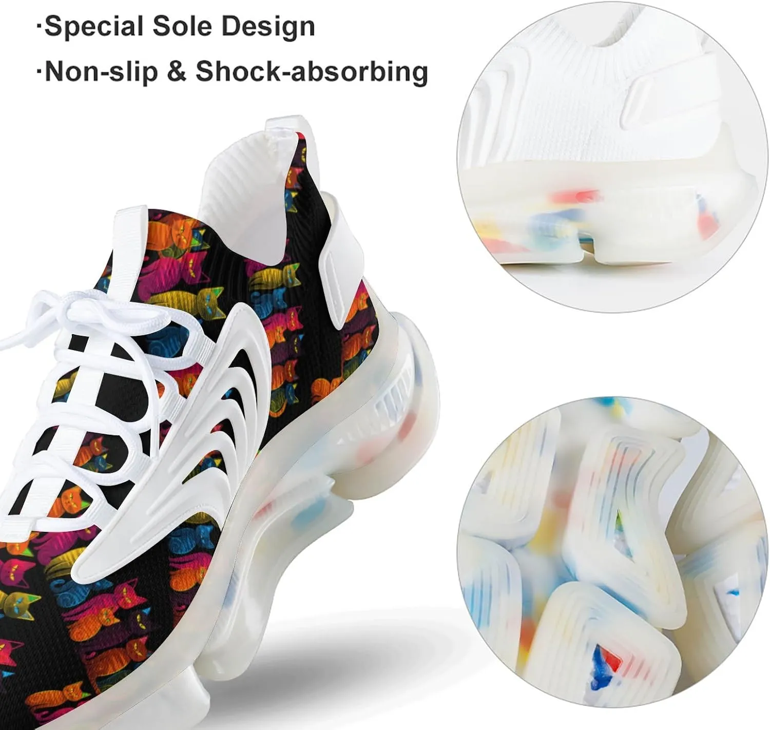 Rainbow Flag Proud Month LGBT Rainbow Cat Mens Sneakers Running Shoes Lightweight Athletic Shoes for Jogging Walking Gym
