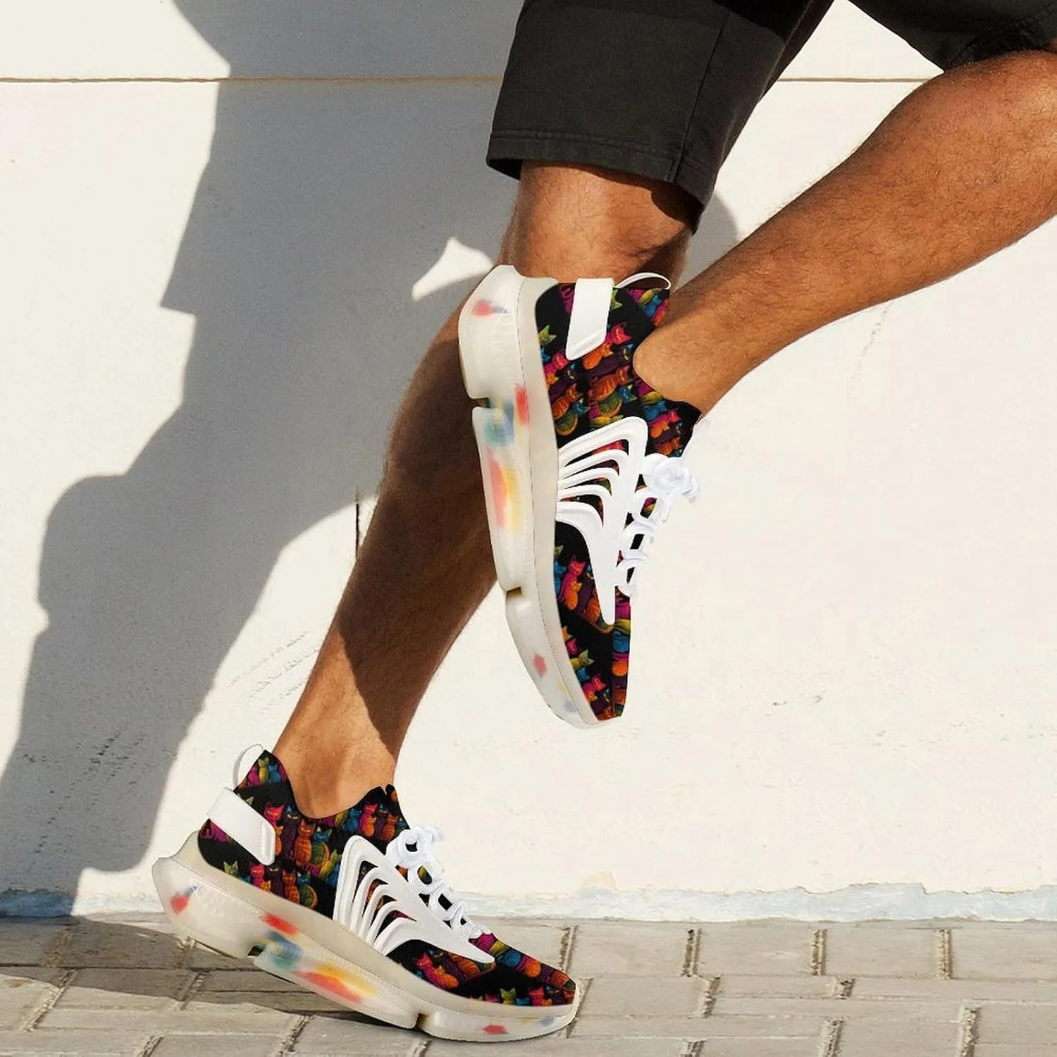 Rainbow Flag Proud Month LGBT Rainbow Cat Mens Sneakers Running Shoes Lightweight Athletic Shoes for Jogging Walking Gym