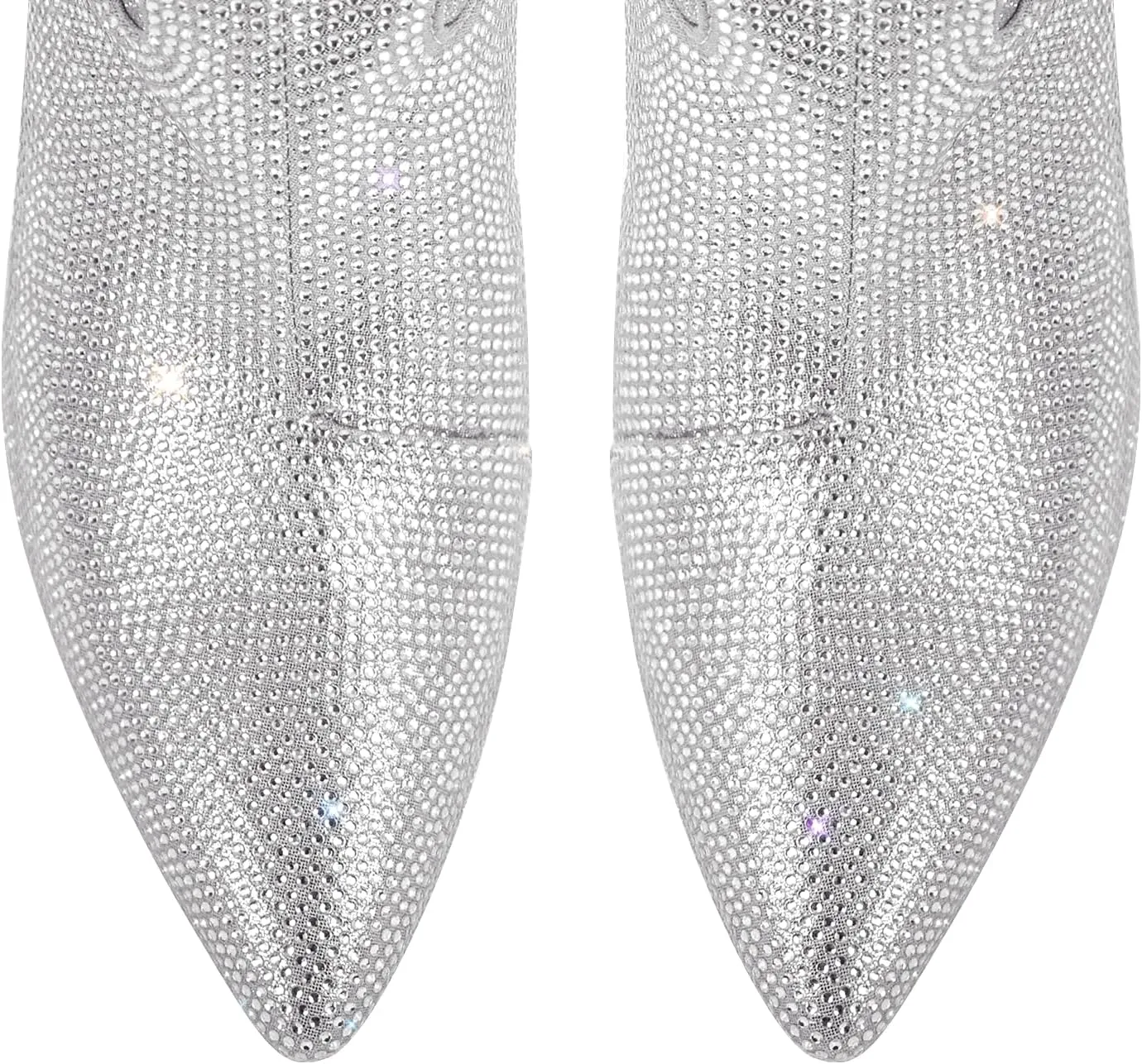 richealnini Women's Rhinestones Thigh High Boots with Stiletto Heels and Glitters Sexy Pointed Toe Riding Boots