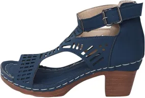 Summer Low Chunky Block Heeled Sandals for Women 2025 Cut Out Open Toe Gladiator Sandals Casual Beach Vacation Shoes