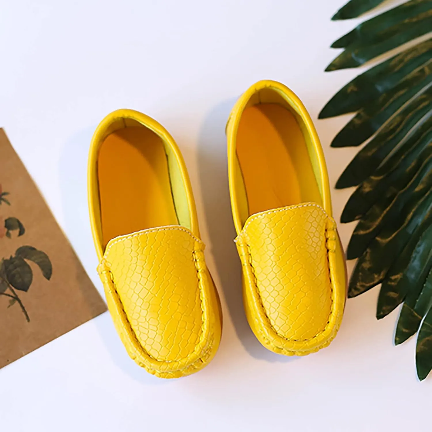 Toddler Boys Girls Loafer Shoes Soft Synthetic Leather Slip On 𝗠occasin Flat Boat Dress Shoes for Kids