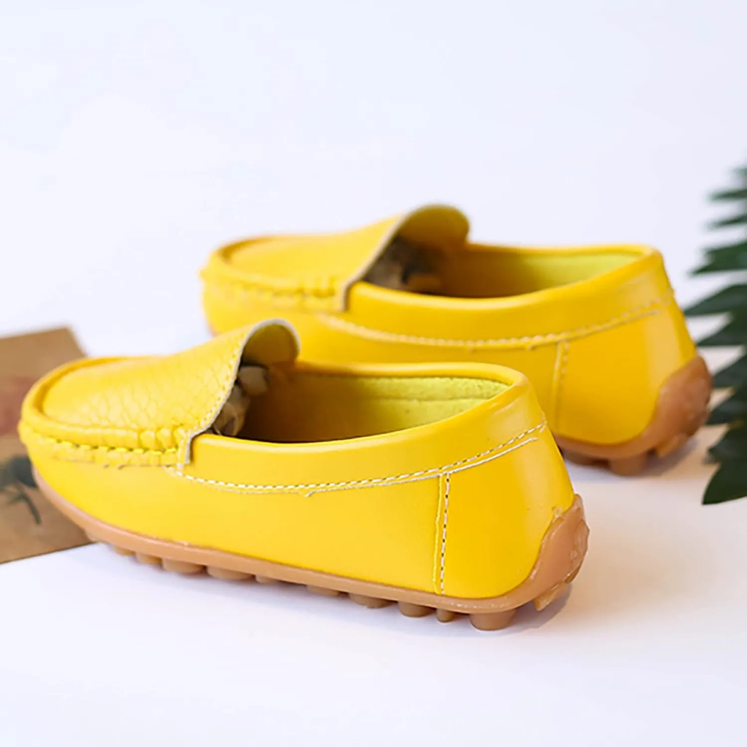 Toddler Boys Girls Loafer Shoes Soft Synthetic Leather Slip On 𝗠occasin Flat Boat Dress Shoes for Kids