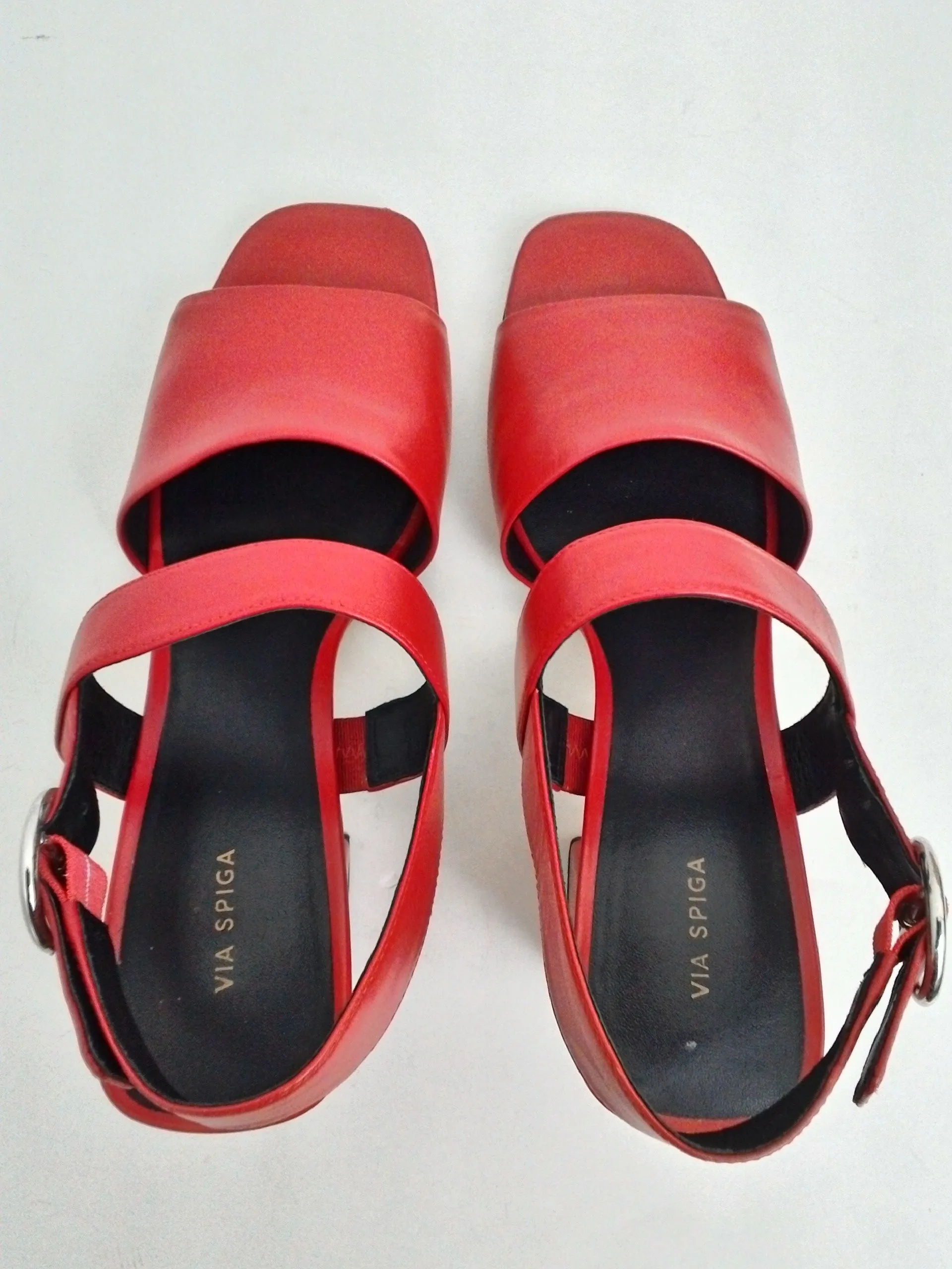 Via Spiga Women's Evelyne Red Velvet Leather Sandals Size 9.5 M