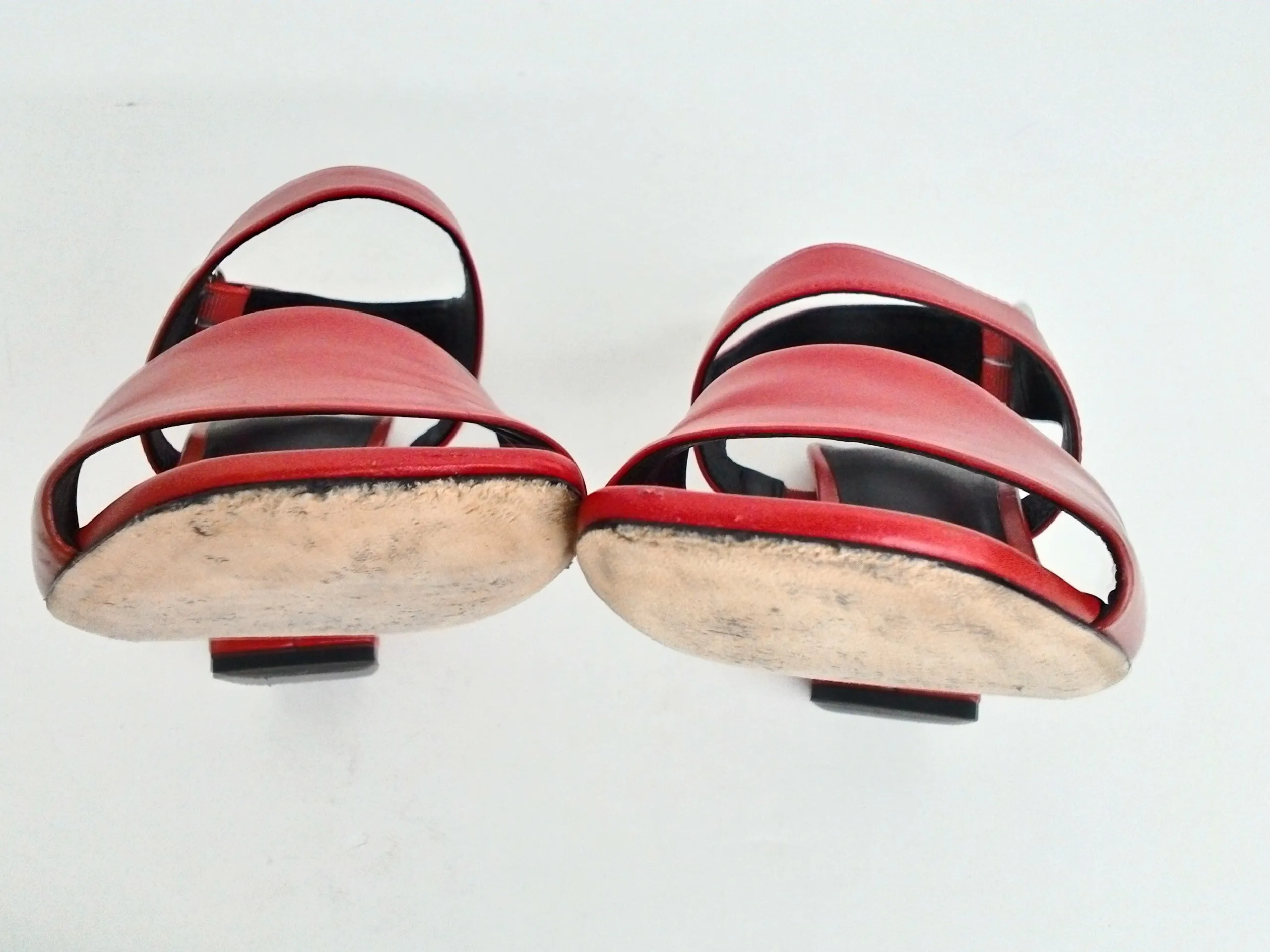 Via Spiga Women's Evelyne Red Velvet Leather Sandals Size 9.5 M
