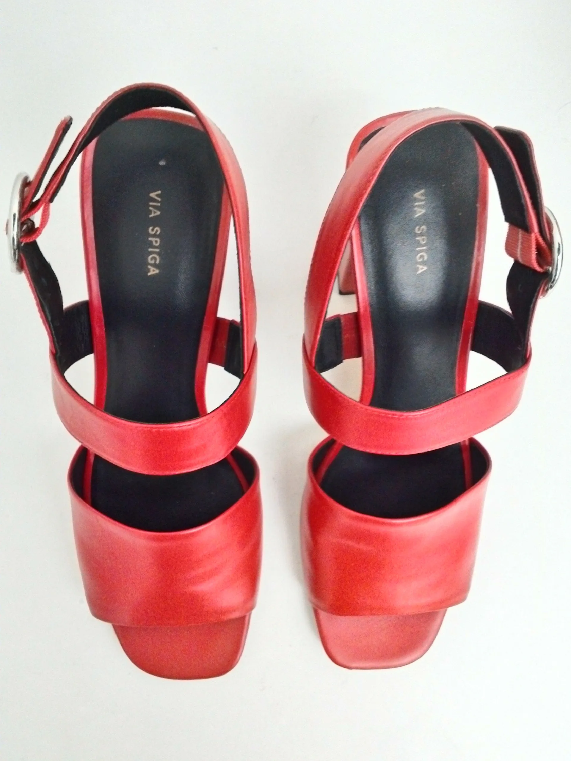 Via Spiga Women's Evelyne Red Velvet Leather Sandals Size 9.5 M