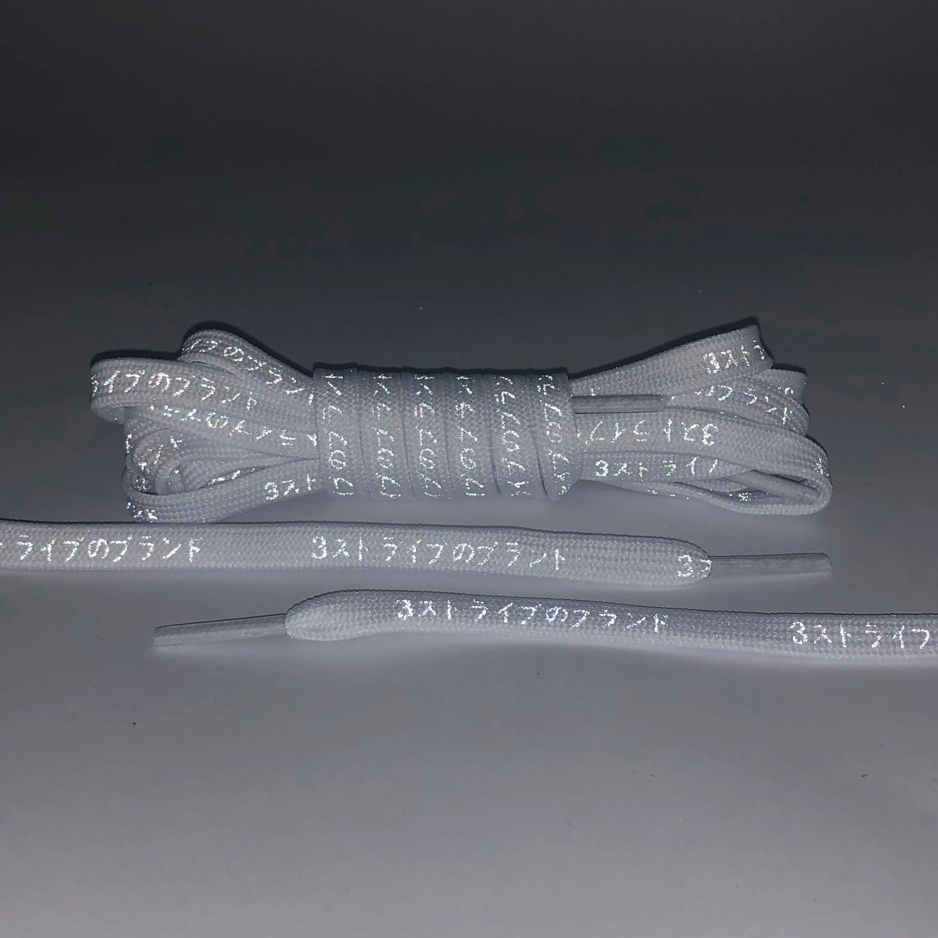White 3M Reflective Katakana Laces