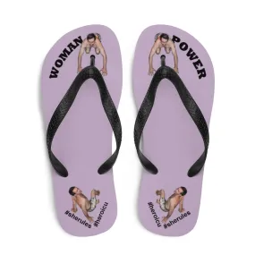 Woman Power Fabric Top Flip Flop Sandal Has Men Bow To Your Toes Pale Purple Color with Black Letters (NEW 2023-04)