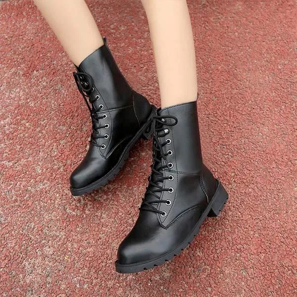 Women's Black Combat Boots 60685606C