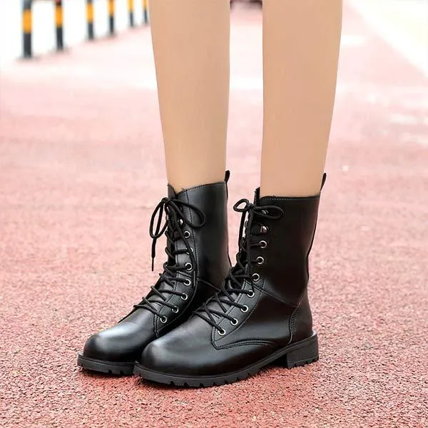 Women's Black Combat Boots 60685606C