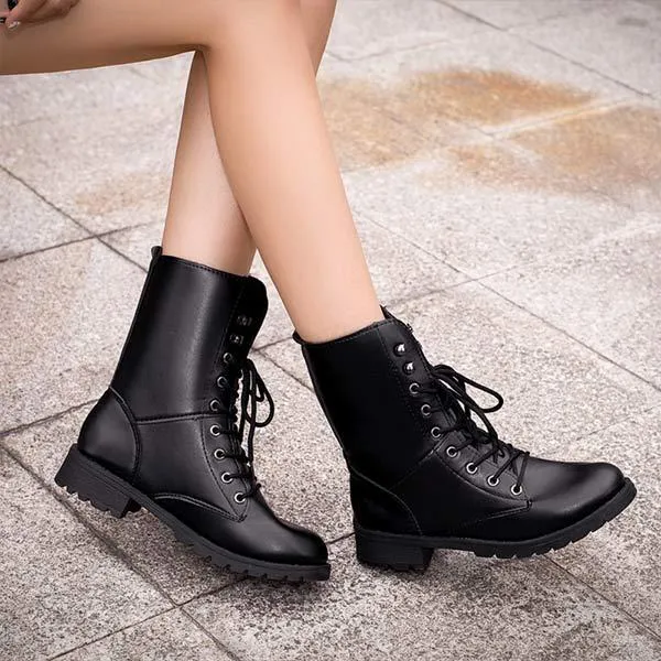 Women's Black Combat Boots 60685606C