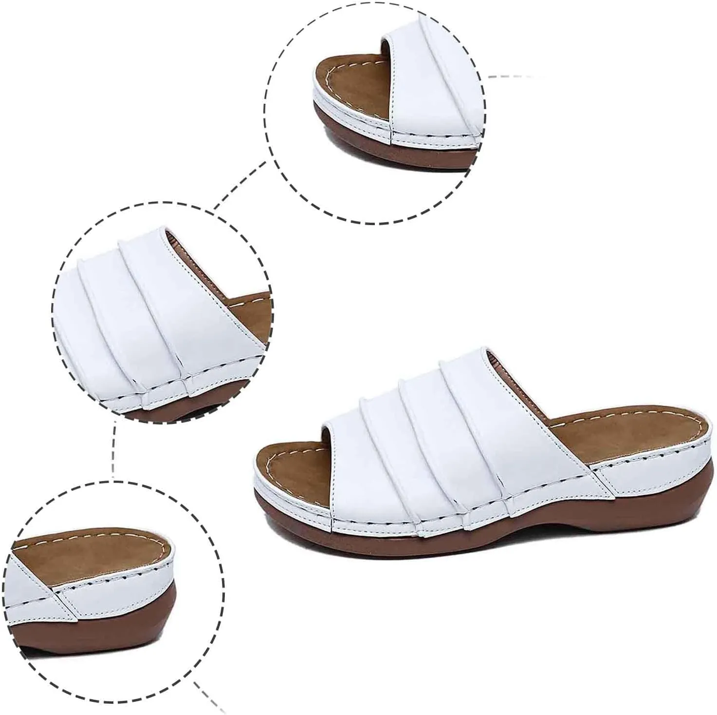 Women's Breathable Slip On Wedge Sandals Comfortable Lightweight Casual Beach Walking Shoes for Everyday Wear with Arch Support