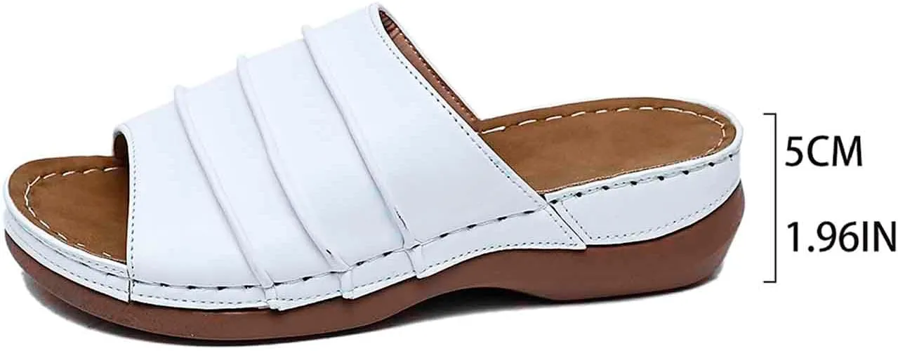 Women's Breathable Slip On Wedge Sandals Comfortable Lightweight Casual Beach Walking Shoes for Everyday Wear with Arch Support