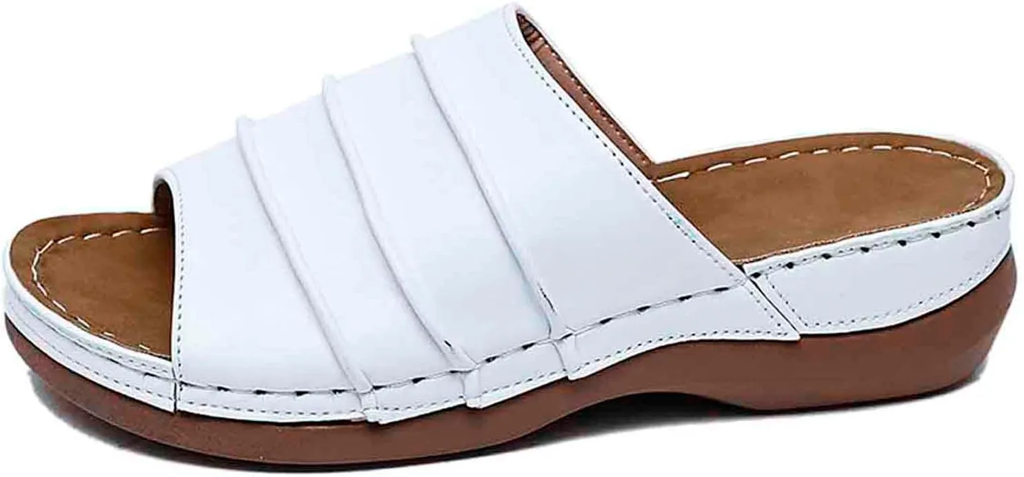 Women's Breathable Slip On Wedge Sandals Comfortable Lightweight Casual Beach Walking Shoes for Everyday Wear with Arch Support