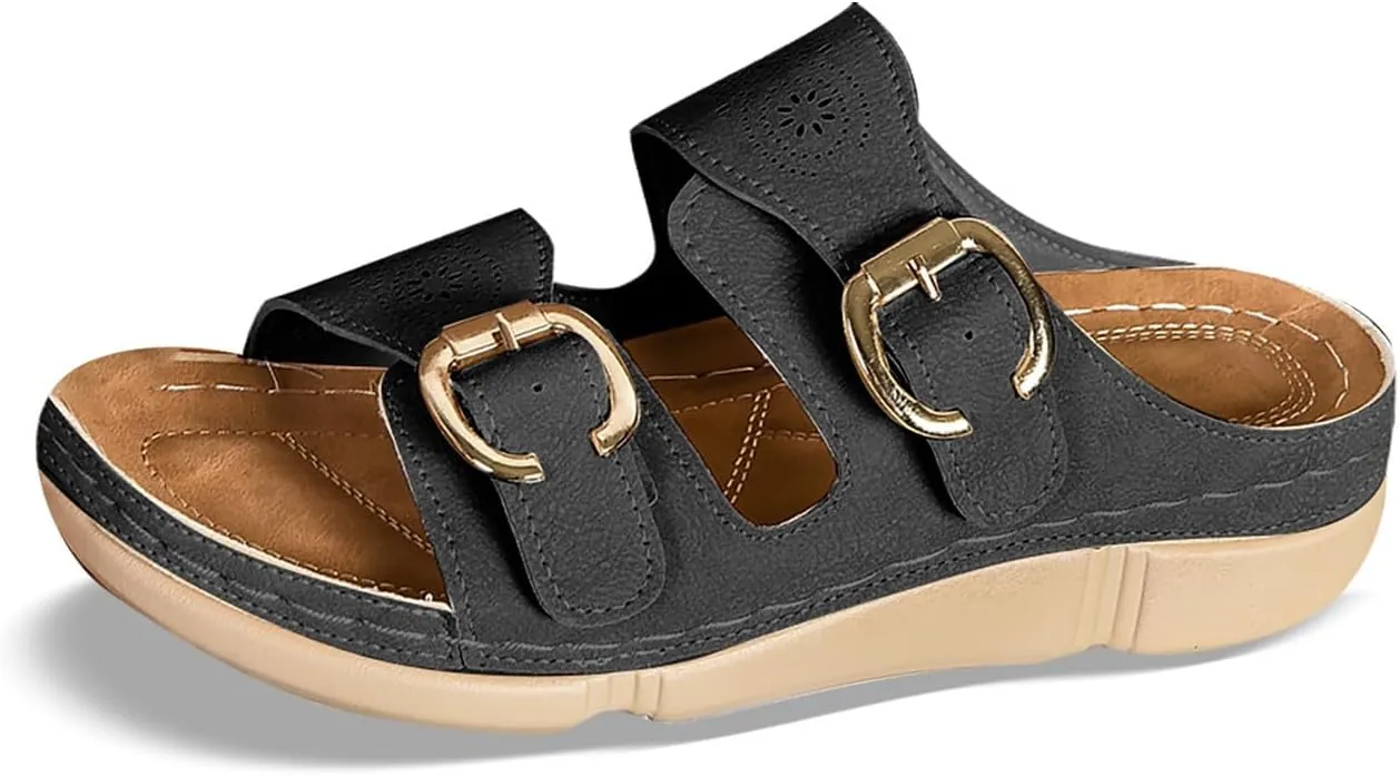 Women's Comfortable Wedge Sandals Slip On Dressy Summer Beach Walking Shoes with Arch Support Lightweight
