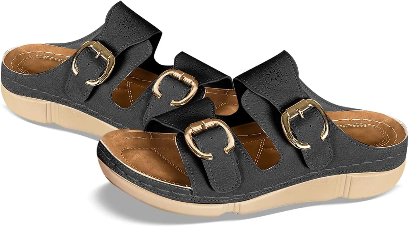 Women's Comfortable Wedge Sandals Slip On Dressy Summer Beach Walking Shoes with Arch Support Lightweight