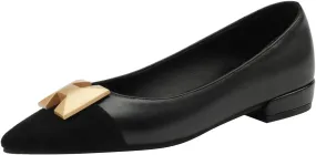 Women's Retro Cap Pointed Closed Toe Pump Slip-On Chunky Low Two Toned Block Heel Metallic Classic Work Office Church Casual Comfort Dress Shoes Business Party Daily Wear Flats