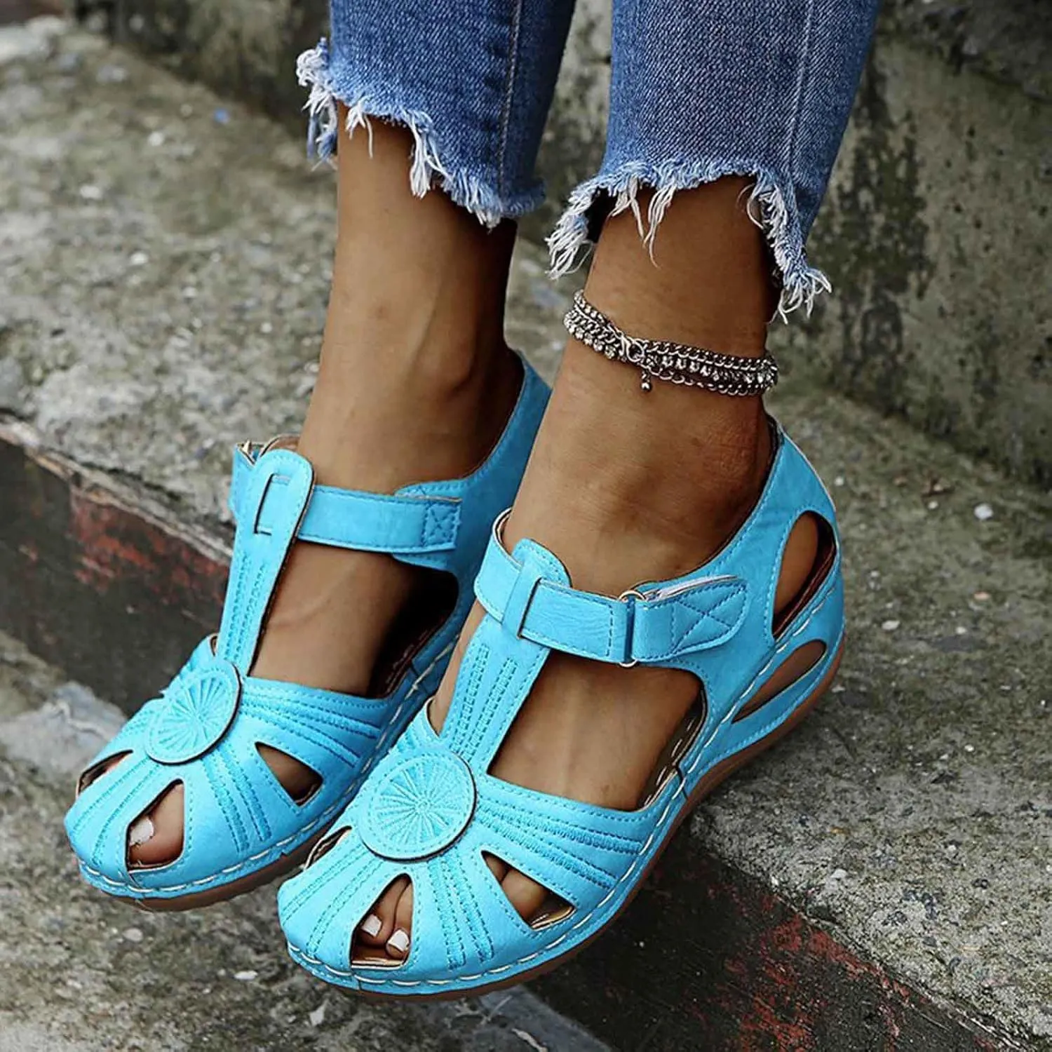 Women's Summer Wedge Sandals Comfortable Slip On Platform Beach Shoes with Arch Support for Casual Outfits and