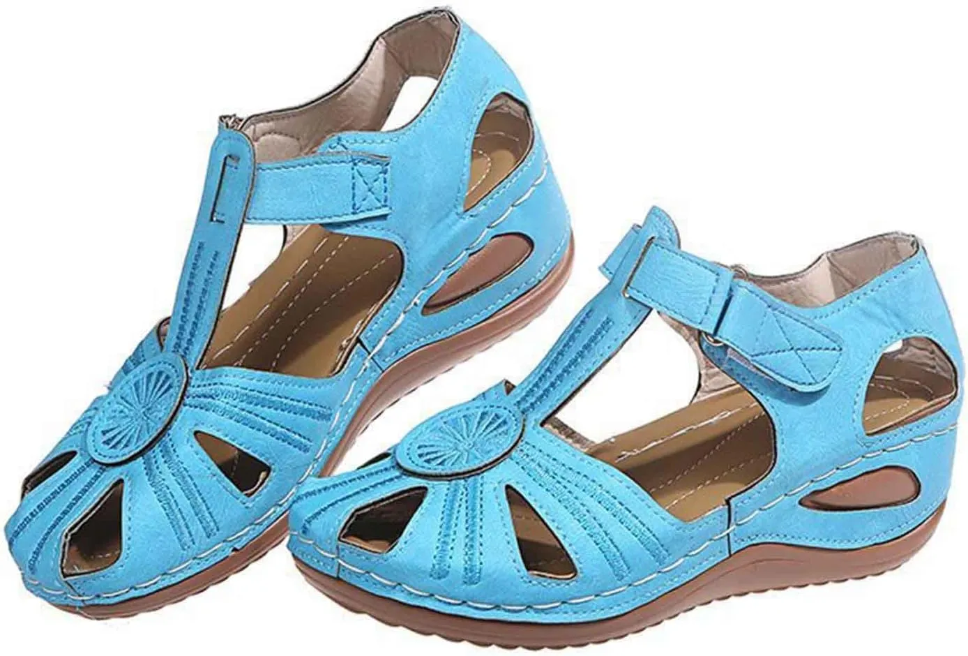 Women's Summer Wedge Sandals Comfortable Slip On Platform Beach Shoes with Arch Support for Casual Outfits and