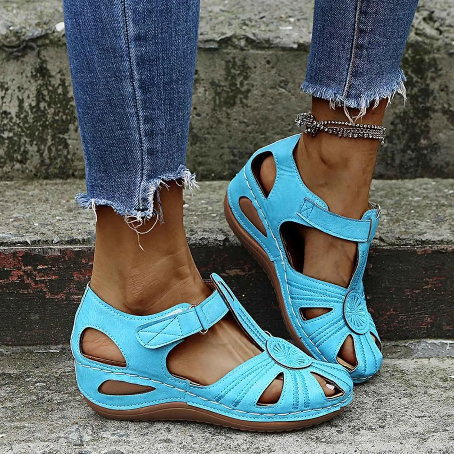 Women's Summer Wedge Sandals Comfortable Slip On Platform Beach Shoes with Arch Support for Casual Outfits and