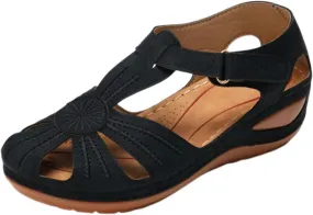 Womens Wedge Closed Toe Sandals Platform Summer Hollow Out Strap Ankle Wedges Shoes Orthopedic Comfy Slip on Bohemia Gladiator Ladies Shoes Beach Casual Athletic Sandals