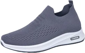 Woven Sneakers for Men Slip on No Lace Breathable High Top Walking Running Shoes Comfortable Tennis Shoes Non Slip Casual Mens Outdoor Sport Sneakers